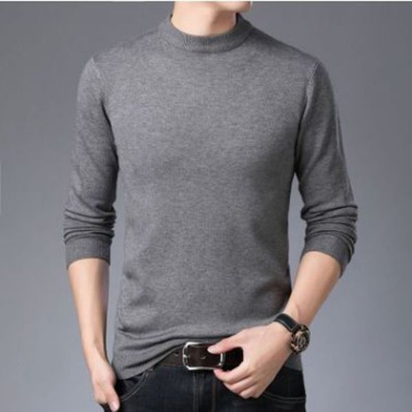 

2021 new autumn men clothing solid color warm knit long sleeved round neck mens sweater winter clothes ejmj, White;black