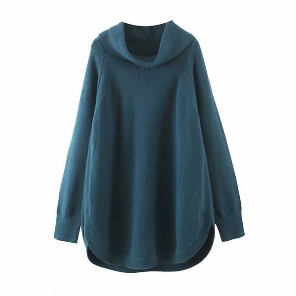 

women loose sweater fashion long sleeve turtleneck off the shoulder knitwear pullovers solid street xz2547 210525, White;black