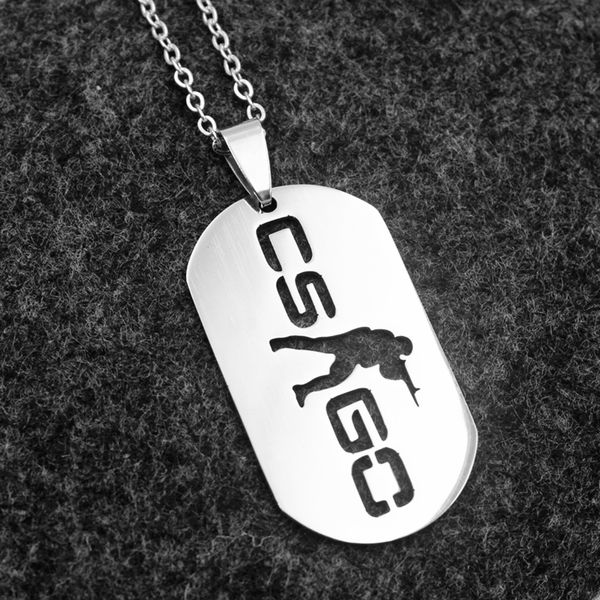 

10pcs/lot csgo pendants necklace hollow stainless steel dog brand cs go charms men's game hip hop party necklace jewelry, Silver