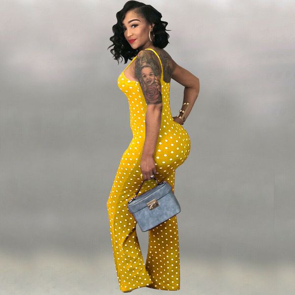 

fashion womens playsuit ladies polka dot summer beach sleeveless romper wide leg long pant trouser holiday jumpsuits, Black;white