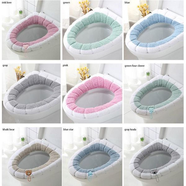 

toilet seat covers winter warmer o-shape mat soft cushion with handle acrylic fibres washable thickening bathroom accessories