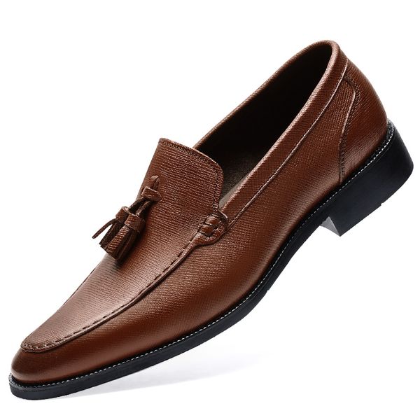

dress shoes men's shoes legitimate leather footwear, with no laces to breathe for work 24kg, Black