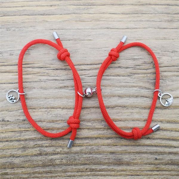 

link, chain valentine's day magnetic mutual attraction couple bracelet pair of braided hand strap anniversary gift, Black