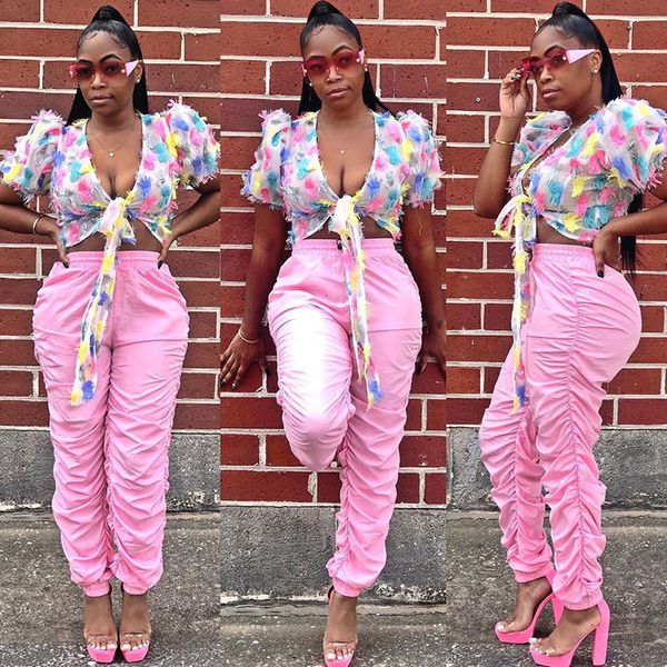 

2021 new plus size streetwear high waist cargo pants women harem trousers ruched casual joggers female hip hop push up pantalon femme 1tdm, Black;white