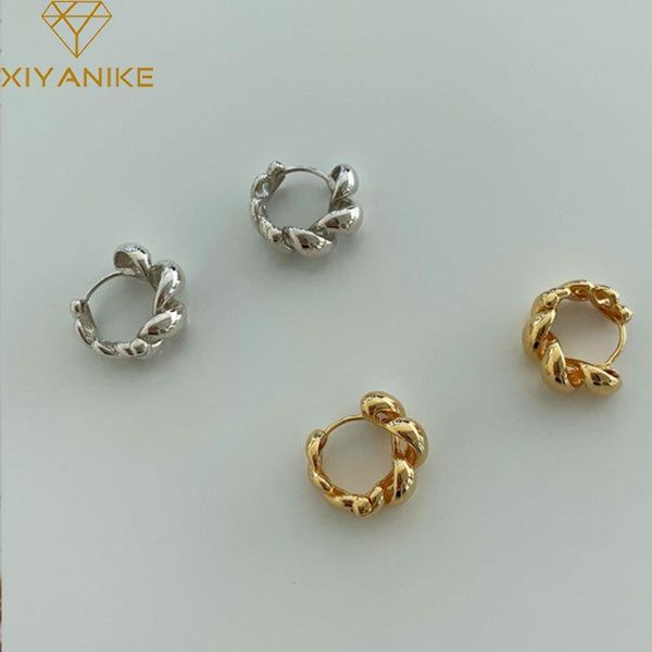 

hoop & huggie goldria 925 sterling silver 2021 twist hollow earrings for women fashion charm ear jewelry prevent allergy party, Golden;silver