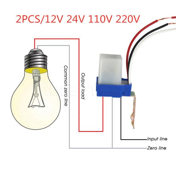 

smart home control 2pcs ac dc 10a poswitch pocell street light lamp auto on off sensor switch 12v 24v 110v 220v