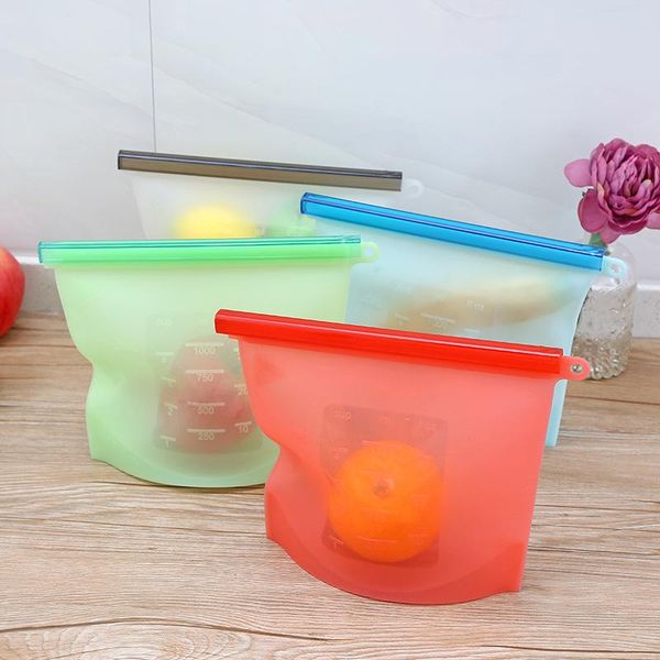 

food savers & storage containers 1000ml reusable silicone bags | for sandwich, liquid, snack, lunch, fruit, er airtight seal