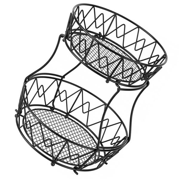 

storage baskets double layer fruit basket iron container kitchen holder