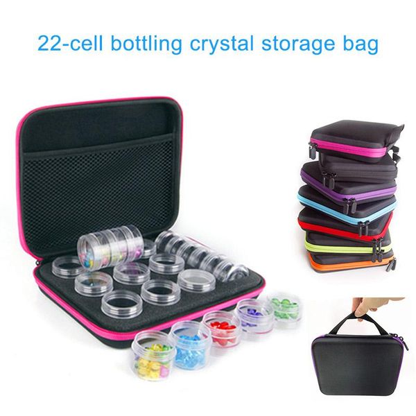 

15 slots diy nail art craft storage case embroidery box with zipper and bottles beauty tools ek-new