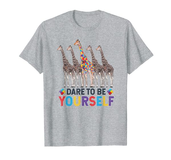 

dare to be yourself shirt autism awareness giraffe puzzle, White;black