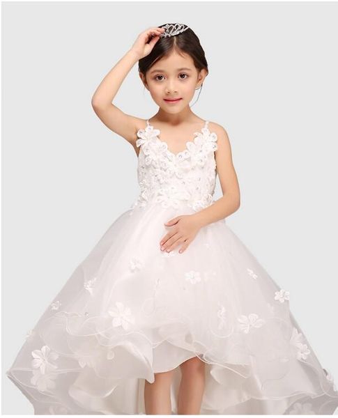 

girl's dresses glitz white spaghetti straps princess flower girl dress for weddings girls party pageant with long train baby, Red;yellow