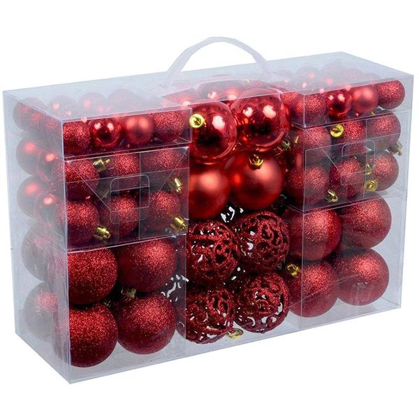 

party decoration 100pcs/box christmas ball box set available lightweight holiday tree ornament decorations red