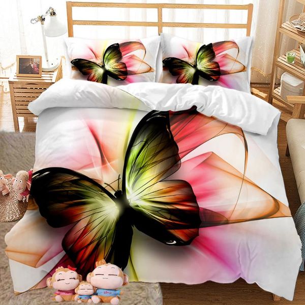 

bedding sets 2021 recommended fall/winter boy and girl family 3d fashion butterfly duvet cover 2/3pcs cute bed sheet set