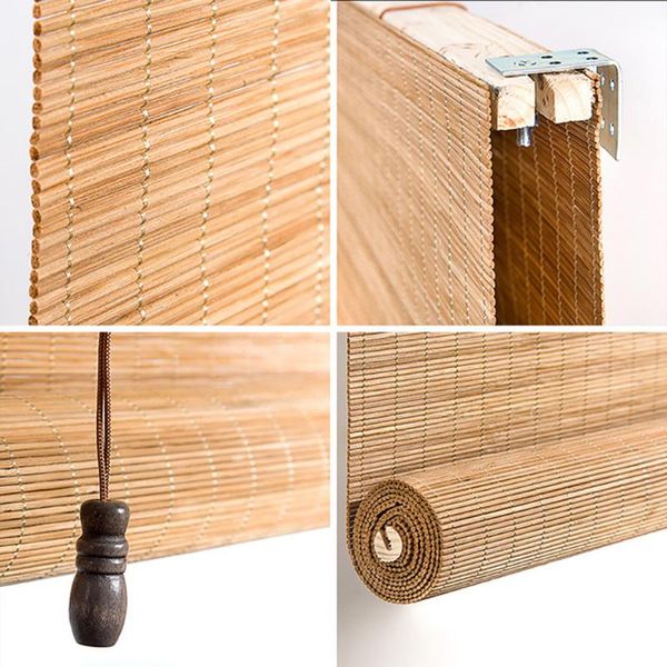 

curtain & drapes nature bamboo window blinds blackout and mildew-proof roller for living room tea balcony partition door