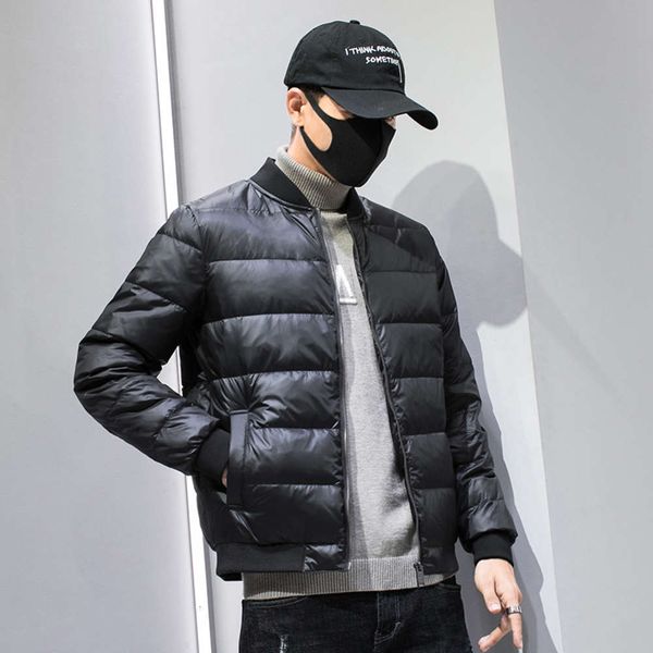 

autumn and winter down jacket men's lightweight short fashion ultra thin lightweight warm jacket hooded handsome fashion brand winter, Black