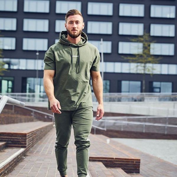 

muscle fitness tracksuits men's brother sports suit autumn and winter hooded coat, sanitary pants, running leisure 2-piece set, Gray