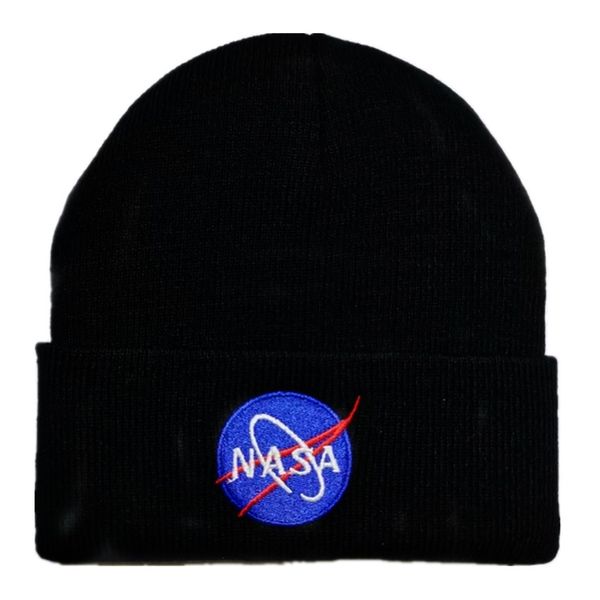 

NASA embroidered wool knitted pullover autumn and winter outdoor warm ski cold hat beanies, Blue;gray