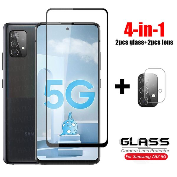 

tempered glass screen protector for samsung galaxy a52 a72 a32 film 2glass&2lens