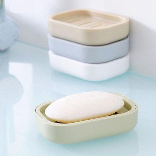 

soap dishes 1pcs plastic dish bathroom creative double draining holder non-slip box