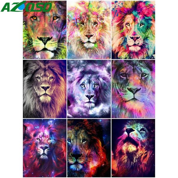 

paintings azqsd diy oil painting by numbers lion 40x50cm handpainted gift coloring canvas animal home bedroom wall artwork