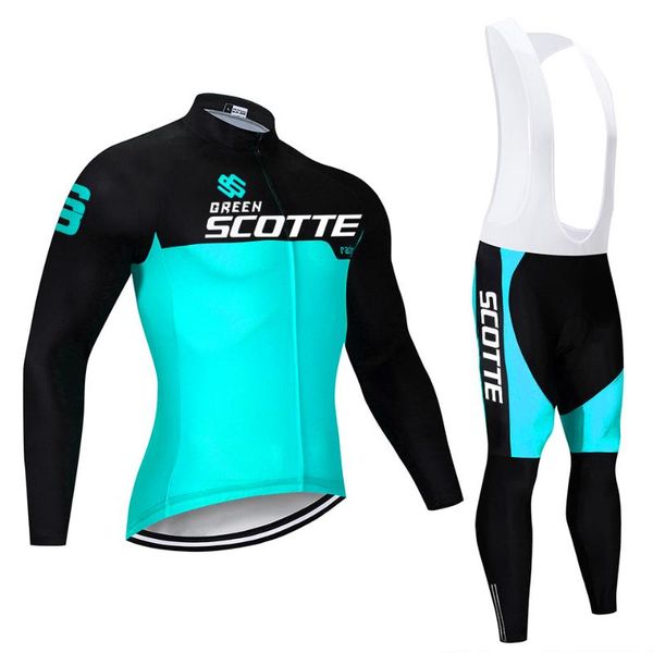 

racing sets scotte spring long cycling jersey 2021 gs pro team red yellow green bule mtb sleeve men bike wear clothing, Black;blue
