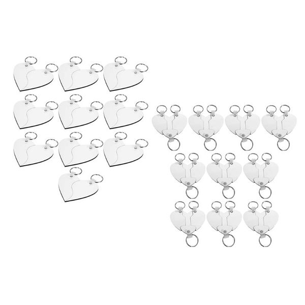 

keychains 10 sets sublimation heart shaped blanks mdf board thermal transfer keychain ring, Silver