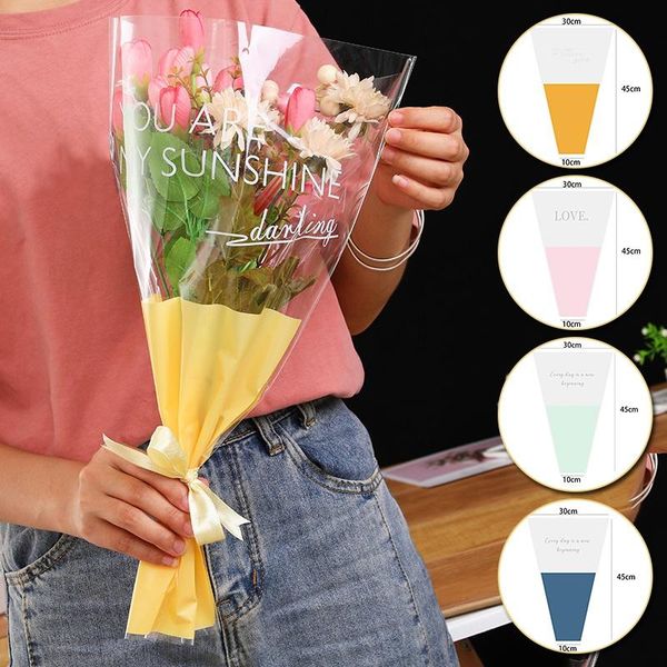 

gift wrap 30pcs plastic creative transparent flowers packaging bags party decoration waterproof