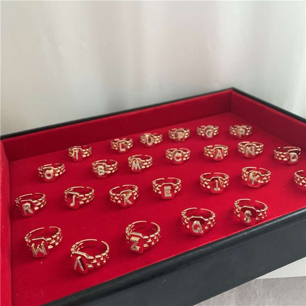 

hbp fashion french blogger's same 26 letter diamond ring strap design, Silver