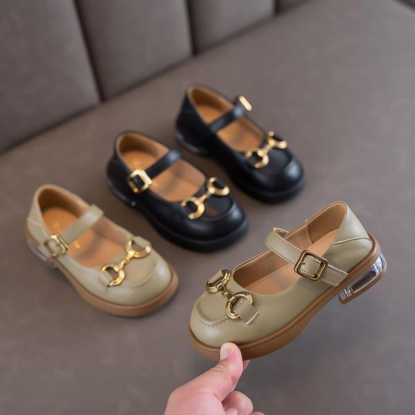 

flat shoes autumn girls genuine leather princess peas children, Black;grey