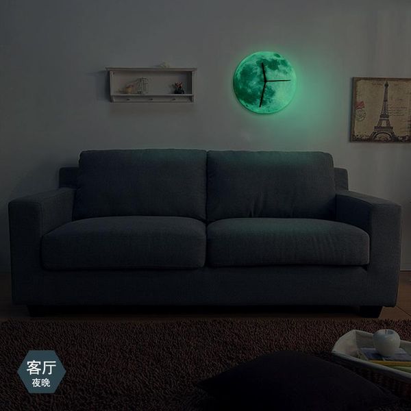 

wall clocks funlife glow in the dark moon clock,romantic luminous home decor,quartz sweep movement,silence for bedroom
