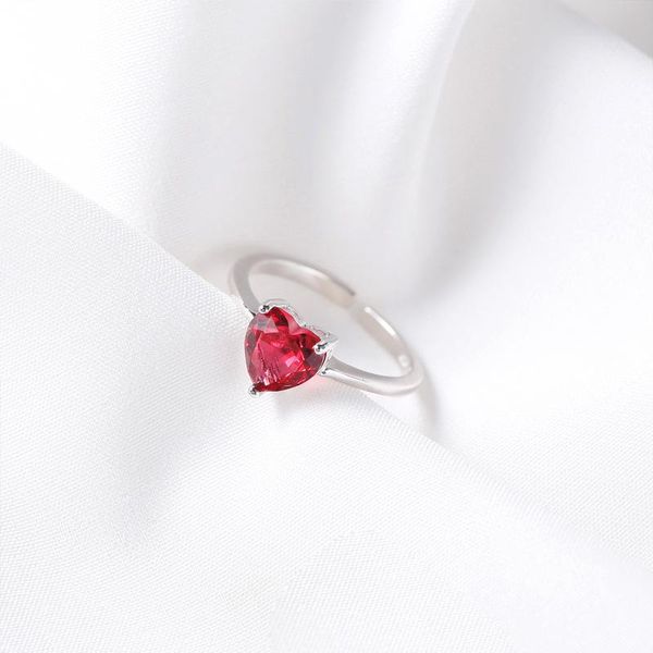 

wedding rings personality punk vintage 925 sterling silver zircon heart thai opening adjustable for women men bague, Slivery;golden