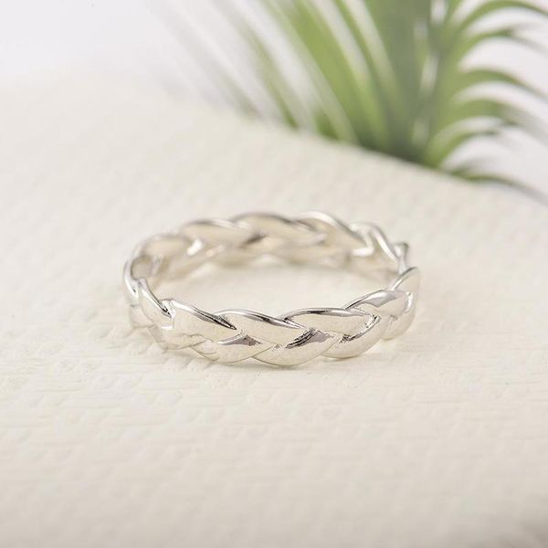 

genuine twist ring creative closed chain simple rings, Silver
