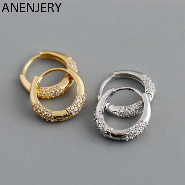 

hoop & huggie evimi 925 sterling silver micro-inlaid zircon earrings for women light luxury temperament earring selling jewelry, Golden;silver