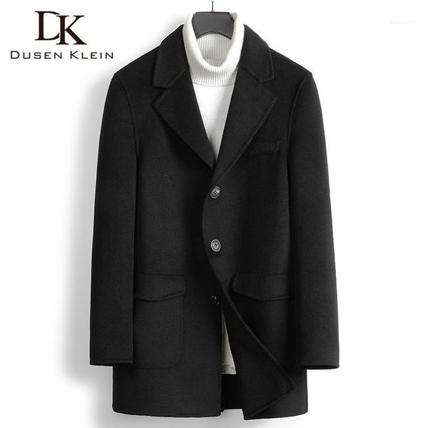 

men's wool & blends men coat long woolen blend 2021 winter jacket 88321, Black