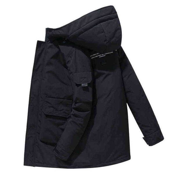

2021 down et men's neutral long winter trend hooded thickened warm, Black
