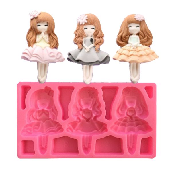

cute lovely girls silicone mold elegant ballet design chocolate fondant cake decoration tools cupcake mould kitchen dff3502