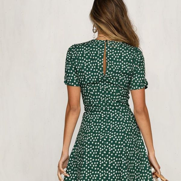 

new women summer casual shorts boho floral design evening party dress v neck beach dress fashion mini dresses, Black;gray