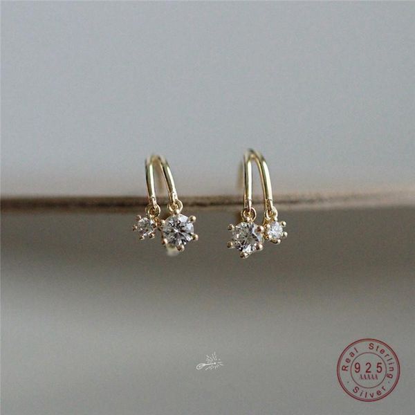 

stud hi man 925 sterling silver french exquisite crystal plating 14k gold earrings women fashion temperament all-match jewelry, Golden;silver