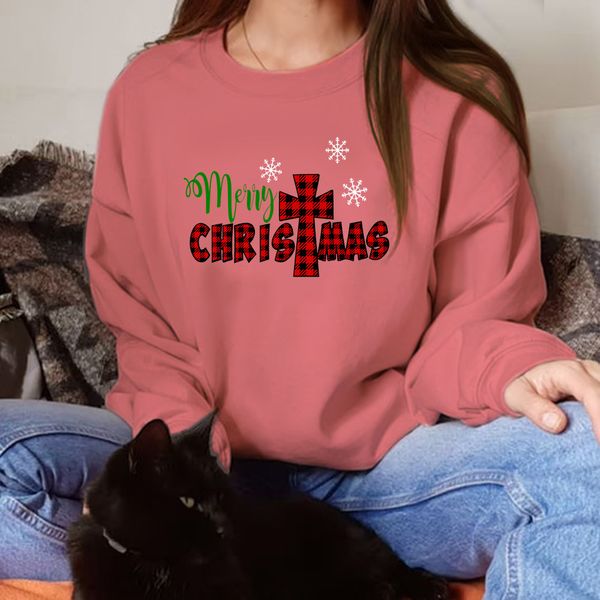 

2021 autumn women's round neck letter printing casual fashion loose long sleeve sweater, Black