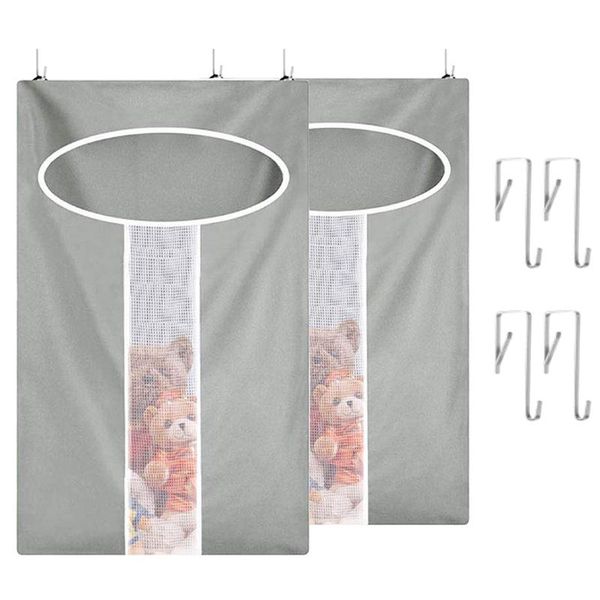

hanging baskets 2 pack door-hanging laundry hamper bag, rip-stoy storage foldable & space saving corner organiser with 2pcs sta