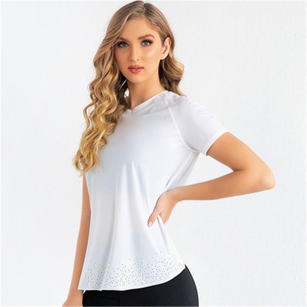 

lul-44 yoga outfit short-sleeved t-shirt women's blouse fiteness clothes back ssplit spring summer