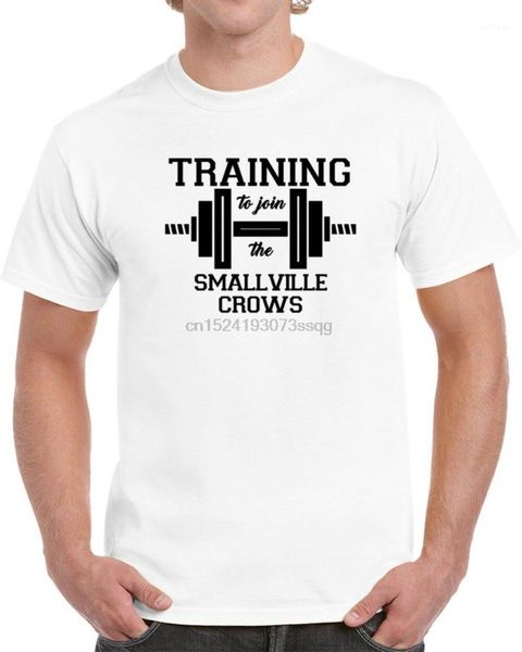 

men's t-shirts training to join the smallville crows workout t shirt, White;black