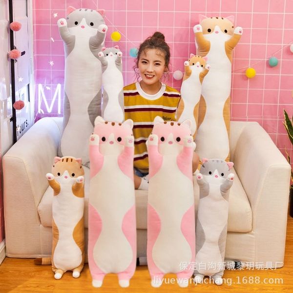 

cute cat pillow plush toy strip doll lazy sleeping woman heart