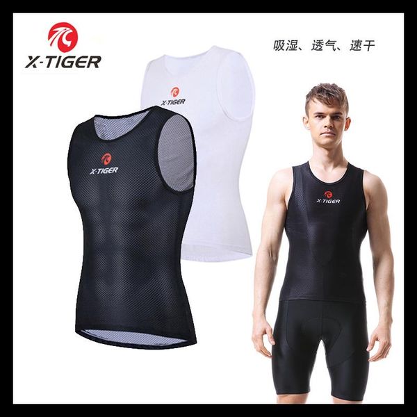 

racing jackets x-tiger base layers mens breathable cycling vest sports downhill jerseys pro bike short mesh superlight undershirt, Black;red