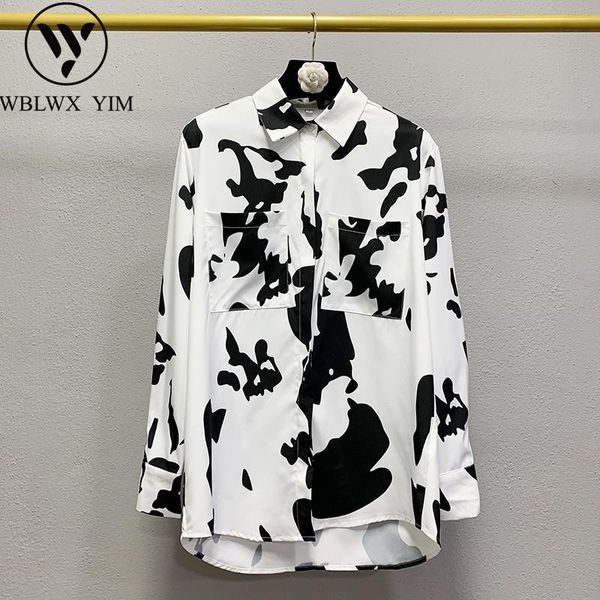 

autumn womens and blouses vintage shirt lapel long sleeve loose plus size blouse women casual fashion tie dye shirts, White