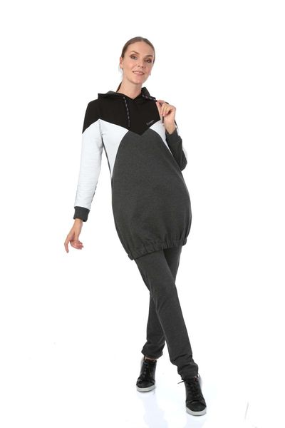 

women's hoodies & sweatshirts anthracite hooded tunic track suit, Black