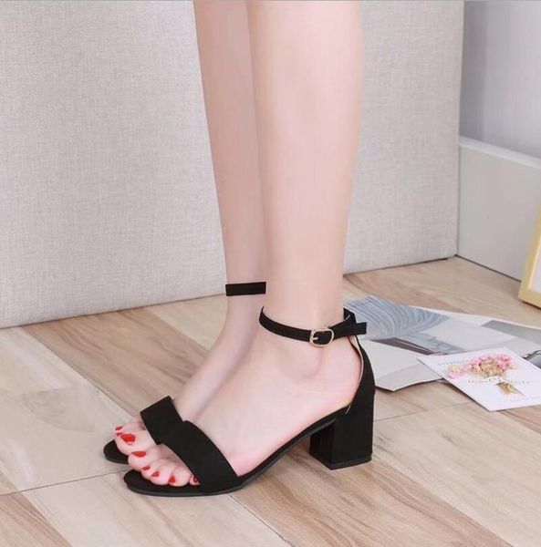 

sandals 2021 summer womens casual flatform ankle strap open toe retro one word buckle women shoes, Black