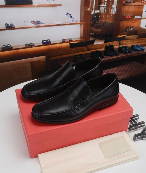 

2022 mens designer genuine leather dress shoes wedding party formal oxfords men fashion brand casual loafers size 38-44, Black