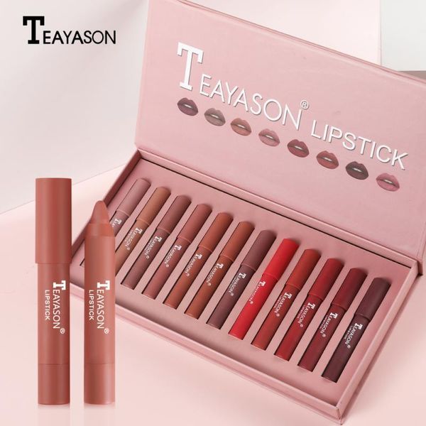 

teayason 12 pcs velvet matte long lasting non-stick cup lipstick waterproof lip stick set maquillaje makeup tslm1