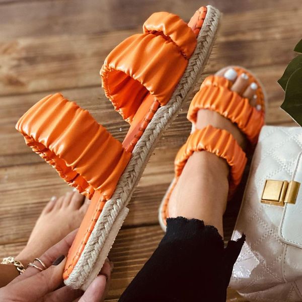 

slippers summer fashion sandals shoes women slip on slides brand square toe leather flat flip beach female, Black